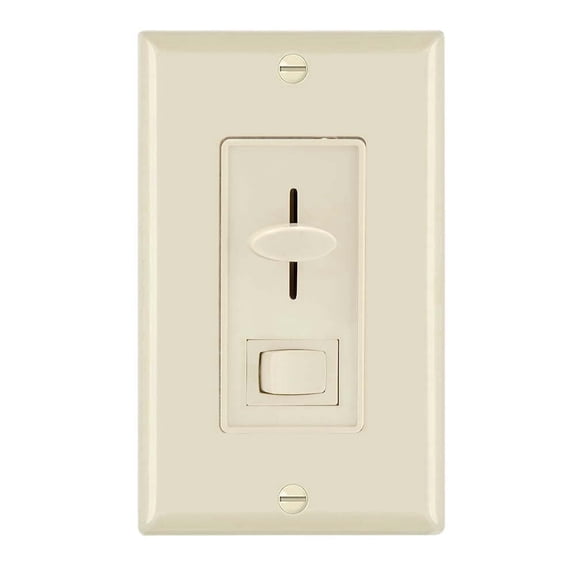 Maxxima 3-Way / Single Pole Dimmer Light Switch 600 Watt, LED Compatible, Wall Plate Included, Ivory