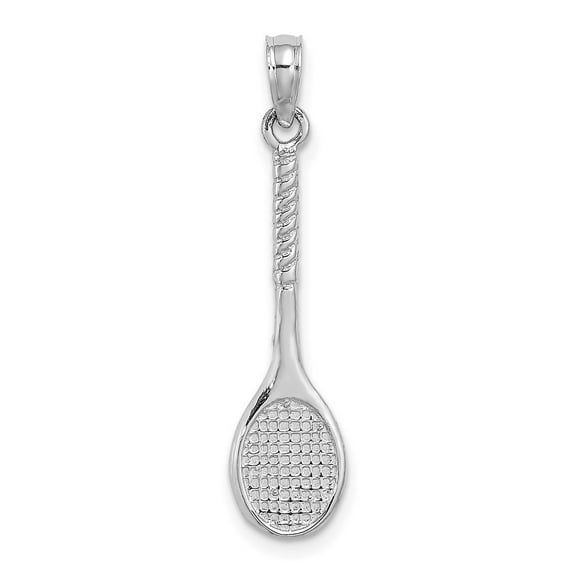 FB Jewels 14K White Gold 3D Tennis Racquet Pendant