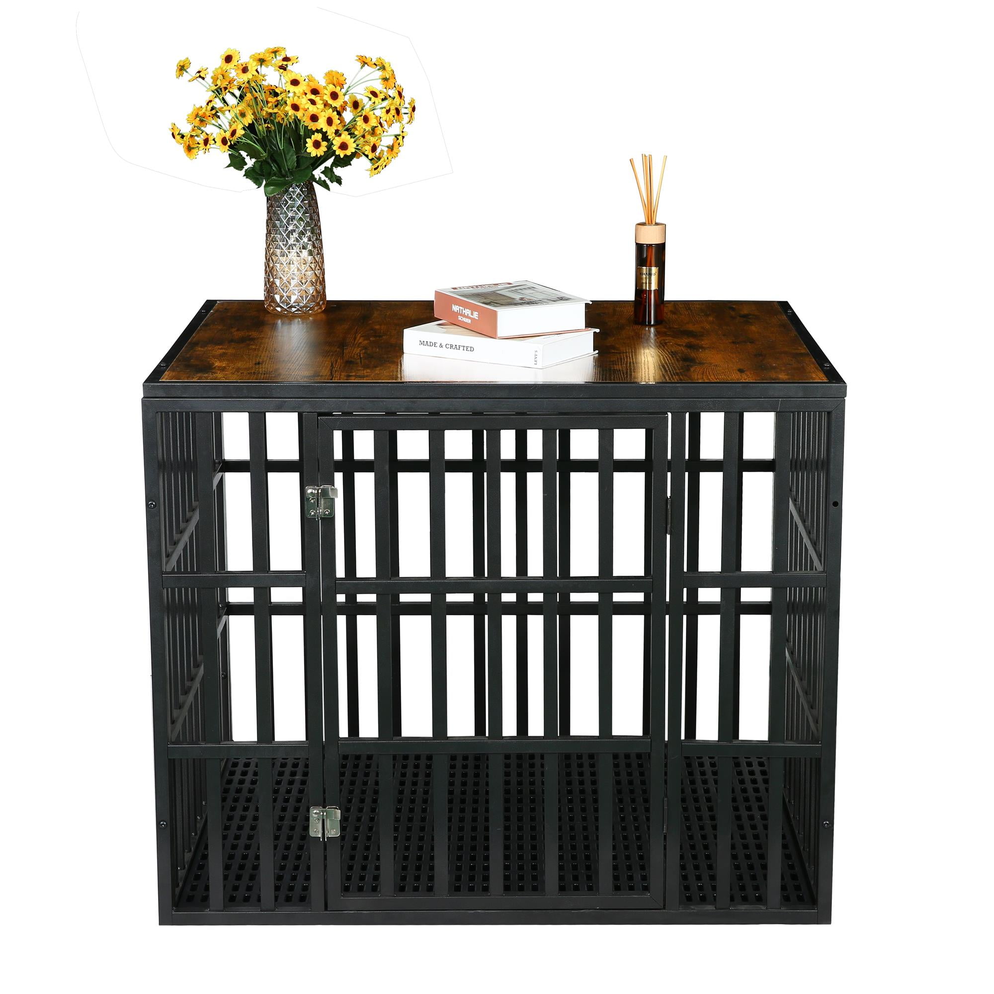 Pefilos 31" Heavy Duty Dog Crate for Large and Medium Dogs, Decorative Dog House End Table, Dog Cage Kennel Furniture Indoor, Brown Pefilos 31" Heavy Duty Dog Crate for Large and Medium Dogs, Decorative Dog House End Table, Dog Cage Kennel Furniture Indoor, Brown