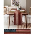 thumbnail image 4 of Table Runner 108 Inches Long for Kitchen Dining, Vintage Red American Flag Dresser Scarf Farmhouse, Dining Table Decorations for Wedding/Parties, US Flag Stripe Retro Starts 13 x 108 In, 4 of 9