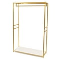 thumbnail image 4 of Autrinix Freestanding Clothing Display Rack, Gold Iron Frame with Wooden Storage Shelf, Stylish Boutique Display Rack, Adjustable Height, Perfect for Clothes, Dresses, and Fashion Shows, 4 of 11