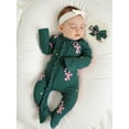thumbnail image 5 of BemeyourBBs Baby Girls Christmas Outfit, Long Sleeve Candy Cane Footies Headband, 5 of 9