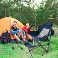thumbnail image 4 of Gymax 2 Pcs Hamac Chaise de Camping avec Repose-Pieds Rétractable et Sac de Transport pour le Camping Bleu Marine, 4 of 10