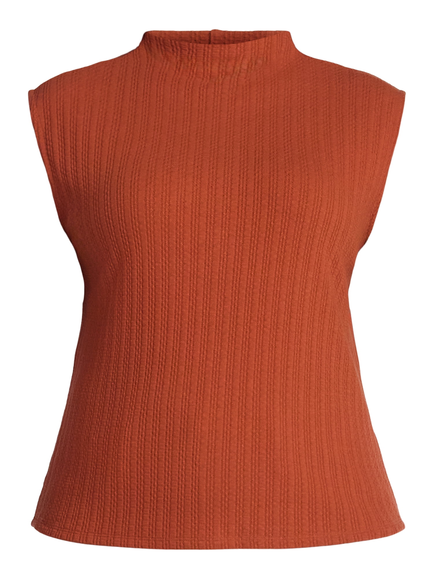 Terra & Sky Women's Plus Pointelle Sleeveless Mockneck Top, Sizes 0X-5X