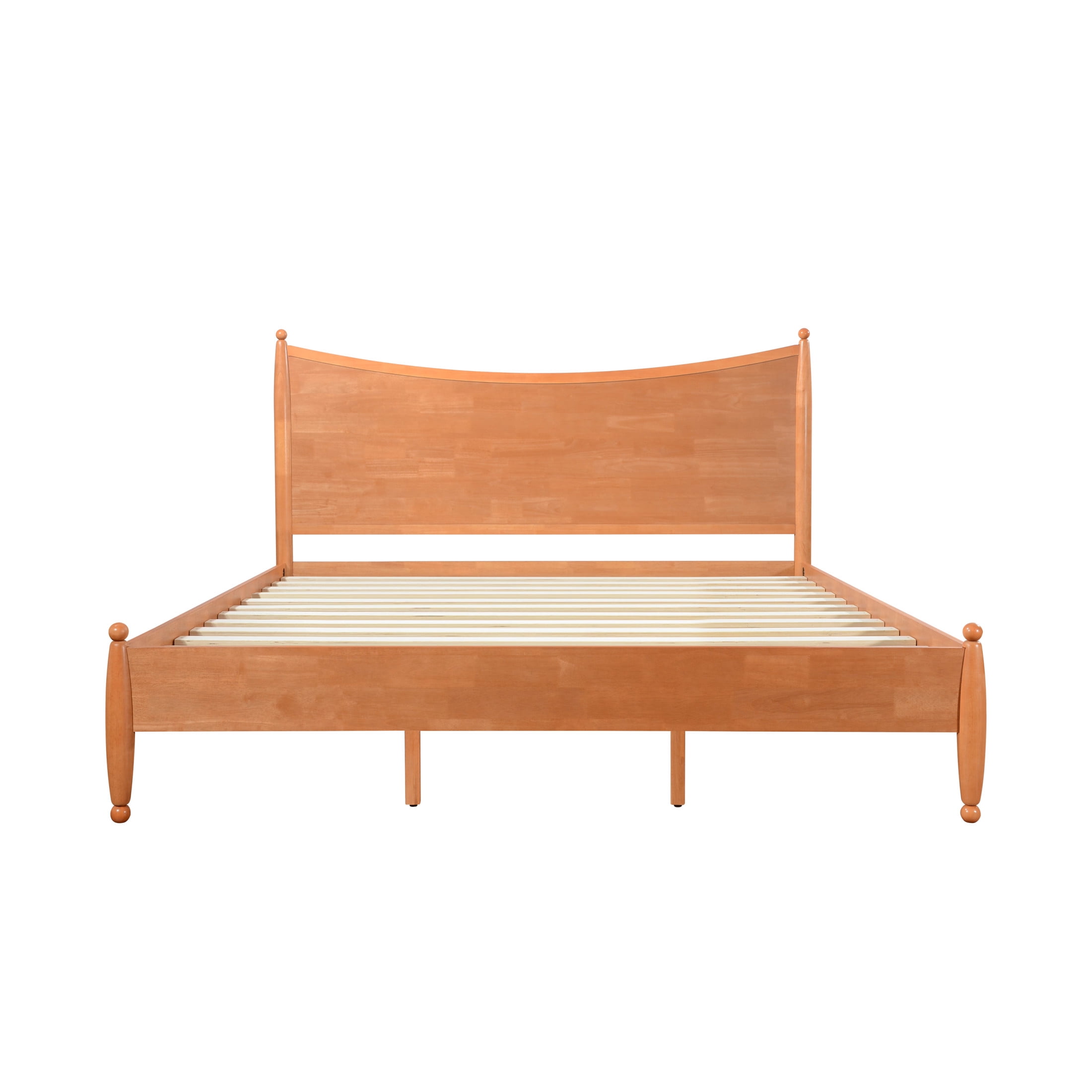 Christopher Knight Home King Platform Bed Frame with Curved Headboard, Solid Wood, Honey Oak