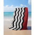 thumbnail image 4 of Black White Chevron Beach Towels Oversized Super Absorbent, Geometric Red Sea Wavy Striped Lightweight Bath Towel Quick Dry Sets For Bathroom/Pool/Rv Camping/Beach Play/Gym Room/Picnic 35"x70", 4 of 8