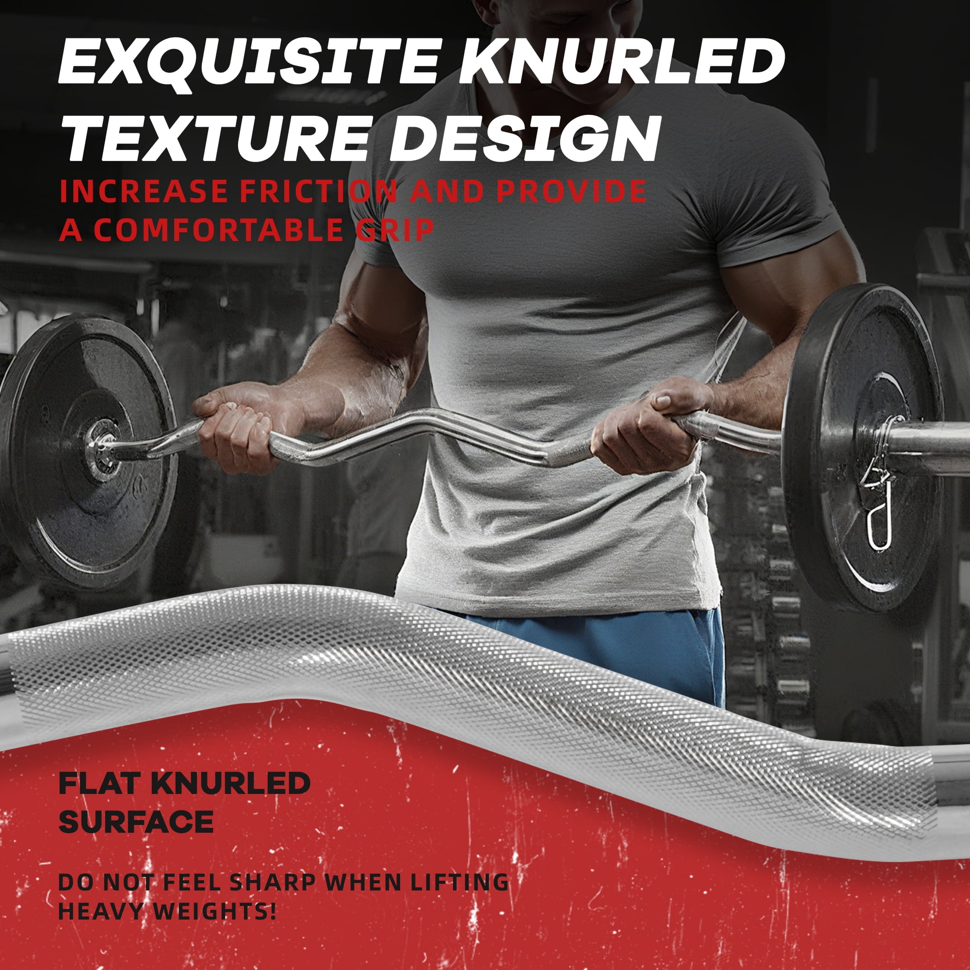 QOMジム　weight bar FlexWave 48-Inch Olympic Super Curl Barbell， EZ Curl Bar，350LB