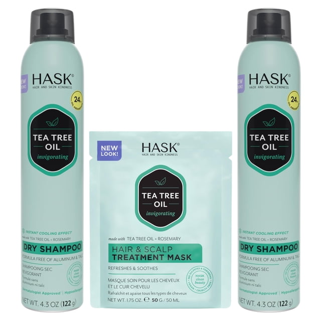 Set de cuidado capilar HASK Tea Tree Revitalizing Dry Shampoo x2