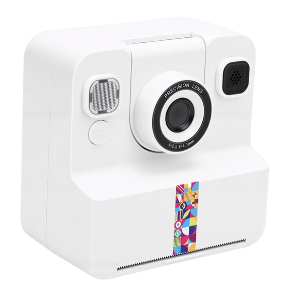 Brynna 2.4 Inch Screen Print Camera Camera Instant Print Camera White 2.4 Inch Screen 16X Zoom 1080P Digital Camera with Print Paper for Present