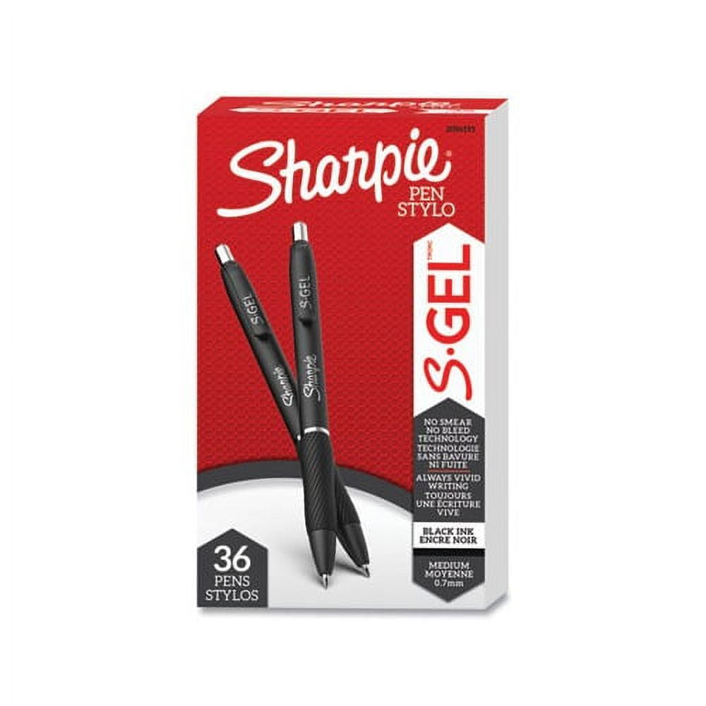 S-Gel Retractable Gel Pen Medium 0.7 mm, Black Ink, Black Barrel, 36/Pack