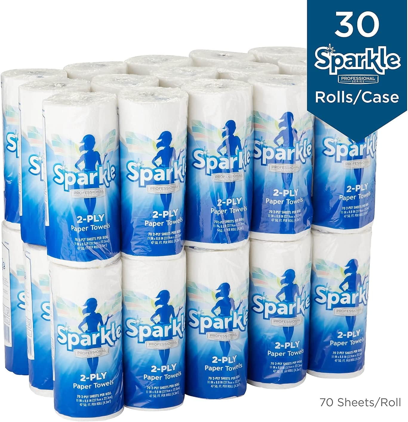 Professional Series 2-Ply Perforated Kitchen Paper Towel Rolls by GP PRO (), 2717201, 70 Sheets Per Roll, 30 Rolls Per Case