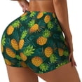 thumbnail image 2 of Fotbe Pineapples with Palm Leaves Seamless Shorts, Womens Workout Shorts High Waist Stretch Booty Short for Gym/Yoga/Running/Biking-Small, 2 of 9