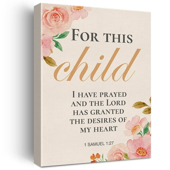 Nursery Bible Verse Print Canvas Wall Art Home Decor for This Child I Have Prayed Painting Canvas Poster Framed Ready to Hang New Baby Gift