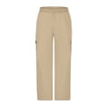 thumbnail image 3 of ZXLBBD Boys' Straight Leg Dress Pants Elastic Waist Solid Color Cargo Trousers Soft Blend for Kids School Uniform Versatile Casual Outdoor,Khaki,Size 5 Y-6 Y, 3 of 7