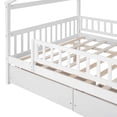 thumbnail image 7 of Full Size Montessori Bed with Two Drawers for Kids, Wood Floor Bed Frame, House Bed Frame with Fence & Roof, Solid Wood Playhouse Bed Storage Bed, for Girls Boys Teens, White, 7 of 7