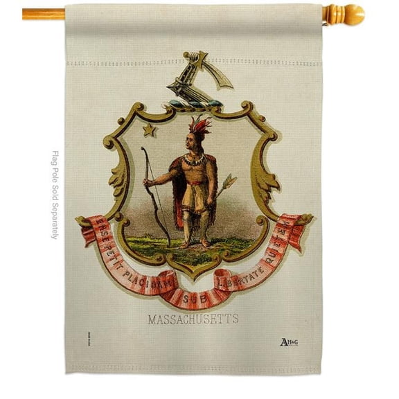 Americana Home & Garden H141228-BO 28 x 40 in. Coat of Arms Massachusetts House Flag with Americana States Double-Sided Decorative Vertical Banner Garden Yard Gift