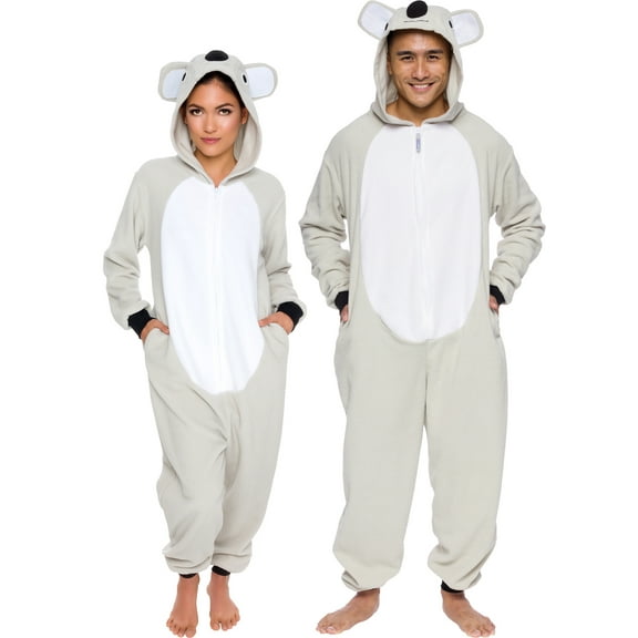 Slim Fit Animal Adult One Piece Cosplay Koala Costume by Silver Lilly (Grey / White, X-Large)