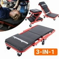 thumbnail image 2 of 3-in-1 Rolling Mechanic Creeper Z Seat, Foldable Garage Chair Lay Down Sit Lean Back, Under Car Shop Auto Repair, Red Black, 2 of 8