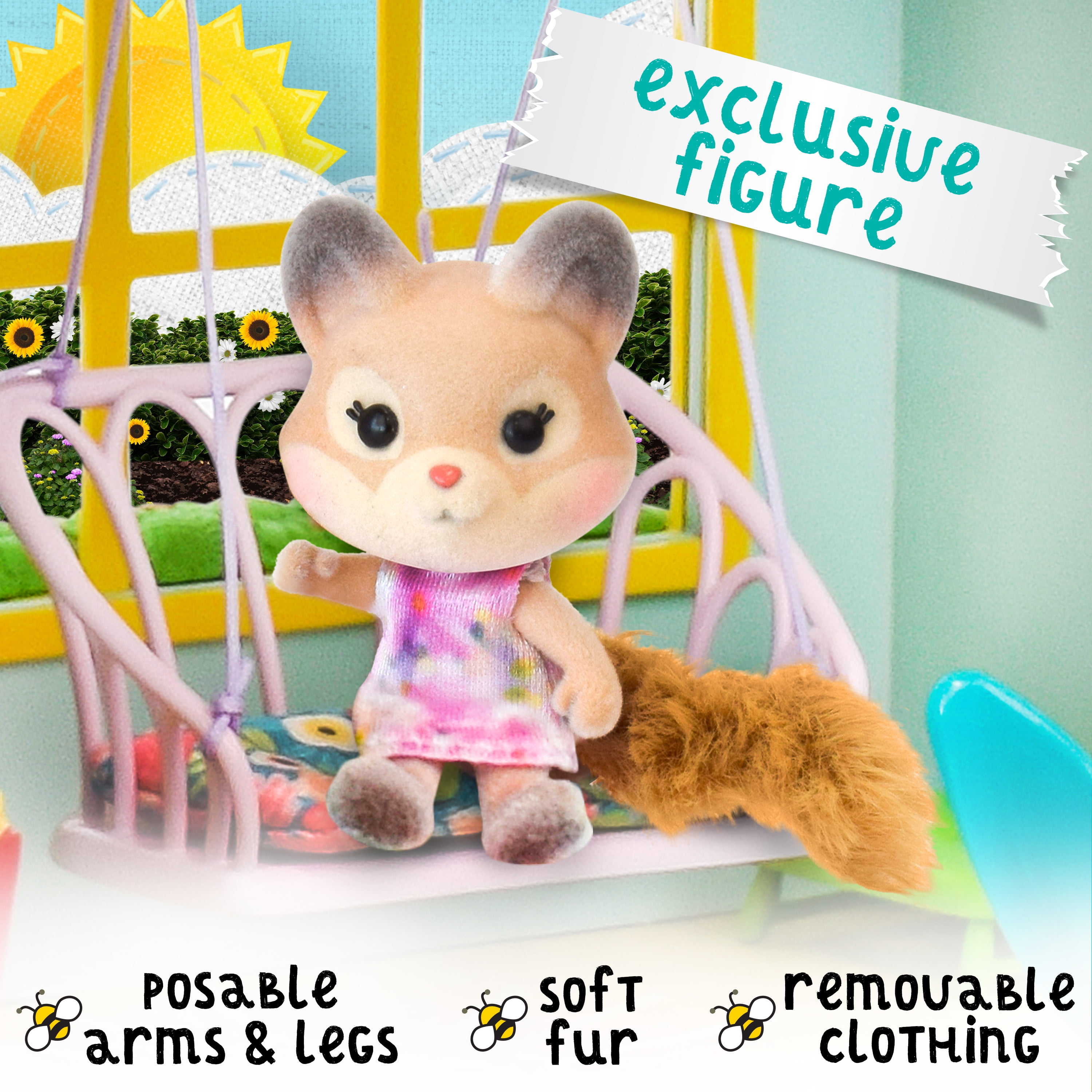Honey Bee Acres 10in Treetop Hideaway Dollhouse with Miniature Figure, 21 Pieces, Children Ages 3+