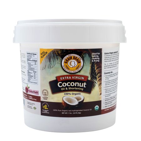 Grain Brain Organic, Extra Virgin Coconut Oil (7ib), Unrefined, Cold Pressed, for Cooking, Baking, Frying, Skin or