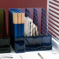 thumbnail image 2 of Multi-purpose File Folder 4 Compartment Easy Assemble with Pen Holder Index Label Space Standing Magazine Organizer for rose Red, 2 of 4