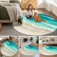 thumbnail image 5 of Turquoise Ombre Oceans Round Area Rug 3.3Ft Washable Circle Rugs for Dining Room Table, Watercolor Summer Coastal Beach Waves Non-Slip Carpet Floor Mats Indoor Outdoor Carpet Runner Home Decor, 5 of 8