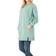 thumbnail image 4 of A2Y Women's Oversized Crew Neck Loose Fit Longline Front Slits Pockets Sweatshirts Light Green M, 4 of 5