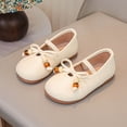 thumbnail image 5 of Viluyesy Girls' Spring Summer Flat Leather Shoes - Soft Sole Bowknot Casual Dress School Party Mary Jane Pumps Beige Size 11.5, 5 of 7