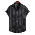 thumbnail image 2 of Chemise à Manches Courtes pour Hommes Chemise Décontractée Slim à Rayures Bouton Col à Revers Manches Courtes, 2 of 9