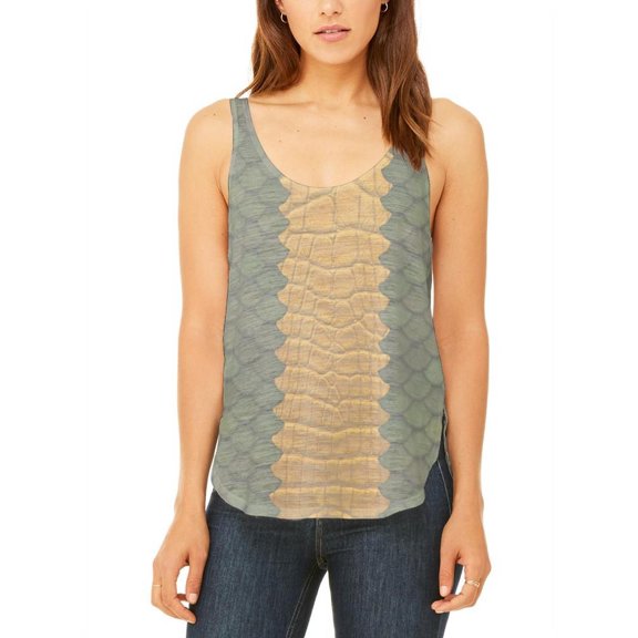 Halloween Green Dragon Costume Juniors Flowy Side Slit Tank Top Multi X-LG