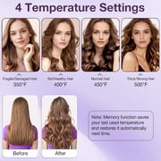 NEXPURE Automatic Curling Iron, 1 Ionic Deep Waver Hair Curler Tool, Ceramic Coating, Fast Heating, Dual Voltage, Anti-Scald, Purple