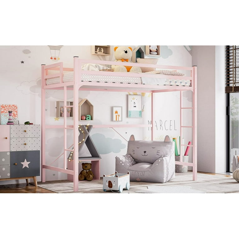 IKIFLY Metal Twin Loft Bed Frame Heavy Duty Junior Loft Beds