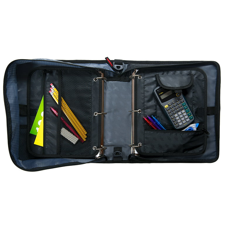 Case•it Dual-121-a, Binder 2-in-1 Zipper Binder, Black, Assembled product  height 13 x depth 3.14 x width 12.99, Handle and shoulder strap