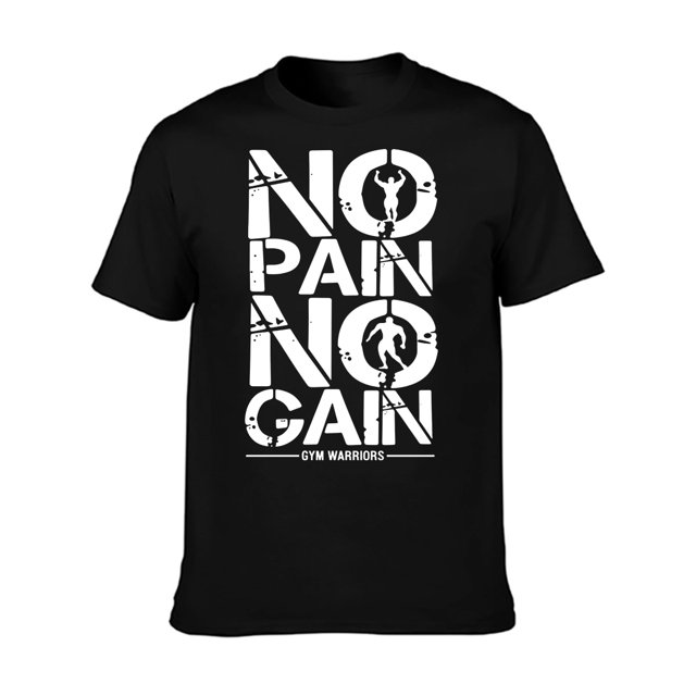 Plus Size 'No Pain No Gain' Print Men's Casual Tees Short Sleeve Breathable Comfy T-Shirt Tops, Men's Summer Clothing