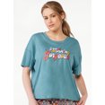 thumbnail image 5 of Joyspun Women's Graphic Sleep T-Shirt, Sizes S to 3X, 5 of 6