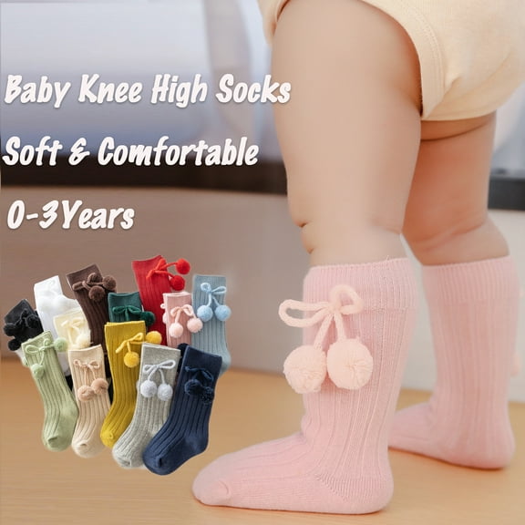 Dalrosia Baby Knee High Socks with Bow Knit Toddler Girl Dress Socks Cotton Tube Long Socks for Baby Newborn Infant