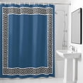thumbnail image 4 of Geometric Greek Key Design Fabric Shower Curtain Blue Washable Shower Curtains for Bathroom, Waterproof Bath Curtain with Hooks Home Decor 72x72in, 4 of 8