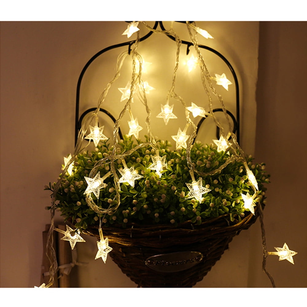 Reactionnx LED Star Snowflake Curtain Lights, Battery Operated Window