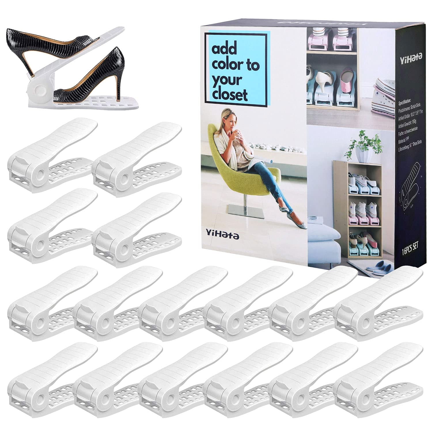 ASkinds 4 Pack Shoe Stacker Slots Space Saver, Double Layer Stack Shoe  Racks, Increase Space by 200% Shoe Stackers for Home Closet