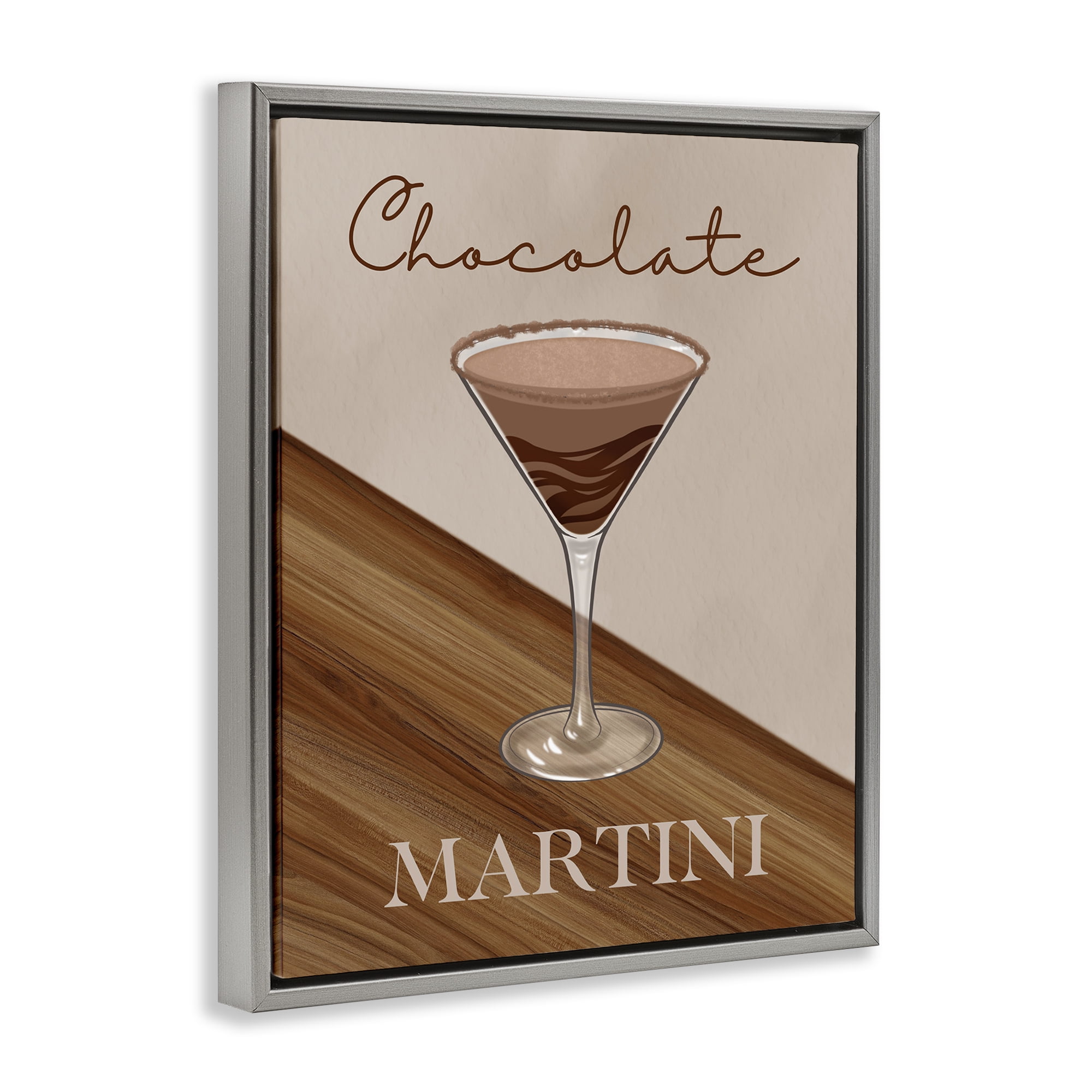 Stupell Industries Chocolate Martini on Brown Gray Framed Floater Canvas Wall Art, design by Marcus Prime