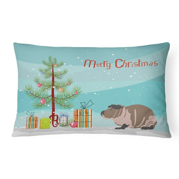Carolines Treasures CK4447PW1216 Skinny Guinea Pig Merry Christmas Canvas Fabric Decorative Pillow, 12H x16W, multicolor