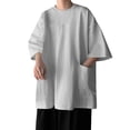 thumbnail image 3 of Blmnix Pullover Men's T-Shirts Big And Tall Cotton T Shirts Pocket Tee Tops Gray Crew Neck Elbow-Length Sweatshirt for Mens,M, 3 of 4