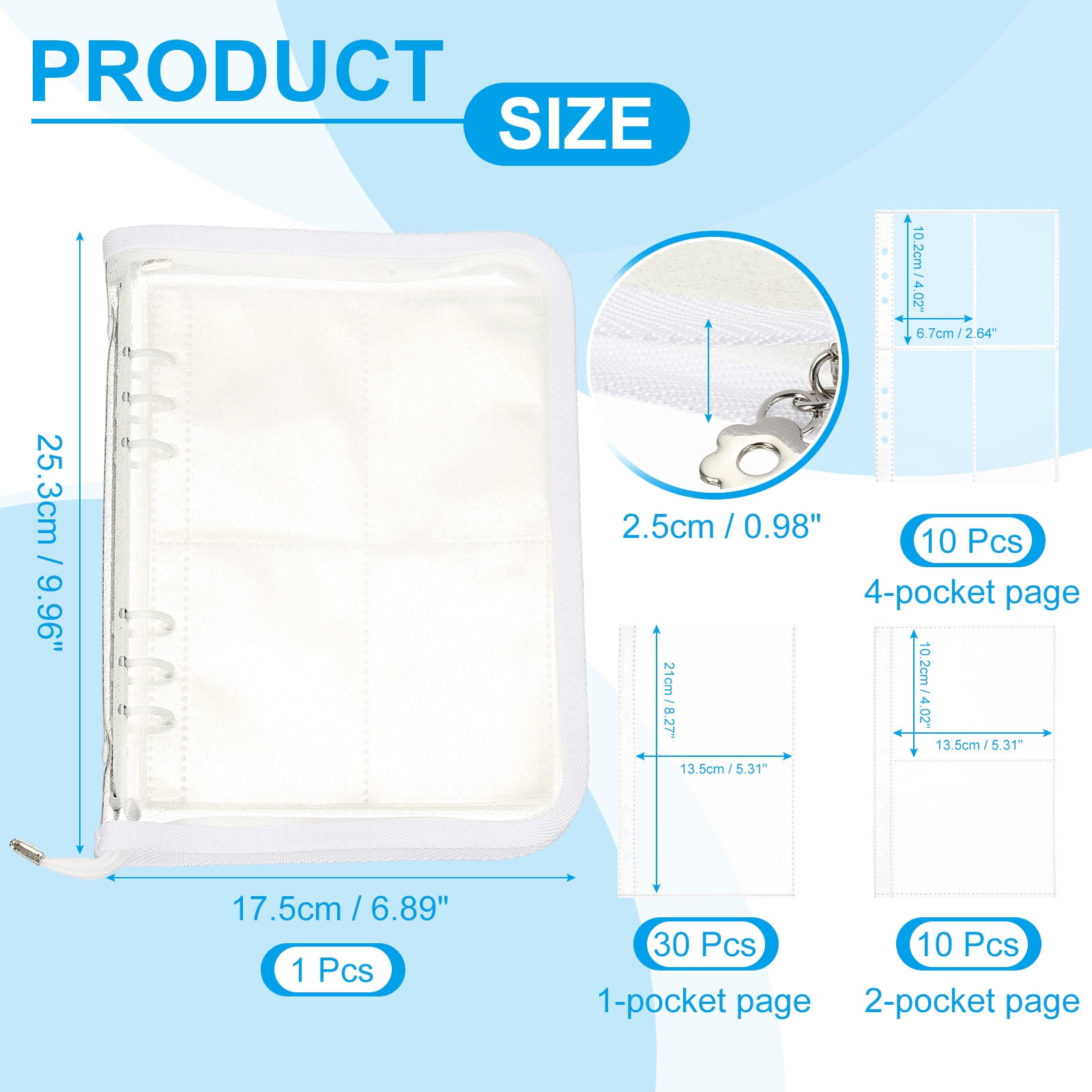 Uxcell Sticker Organizer Binder, Reusable A5 Album with 180 Pocket, White