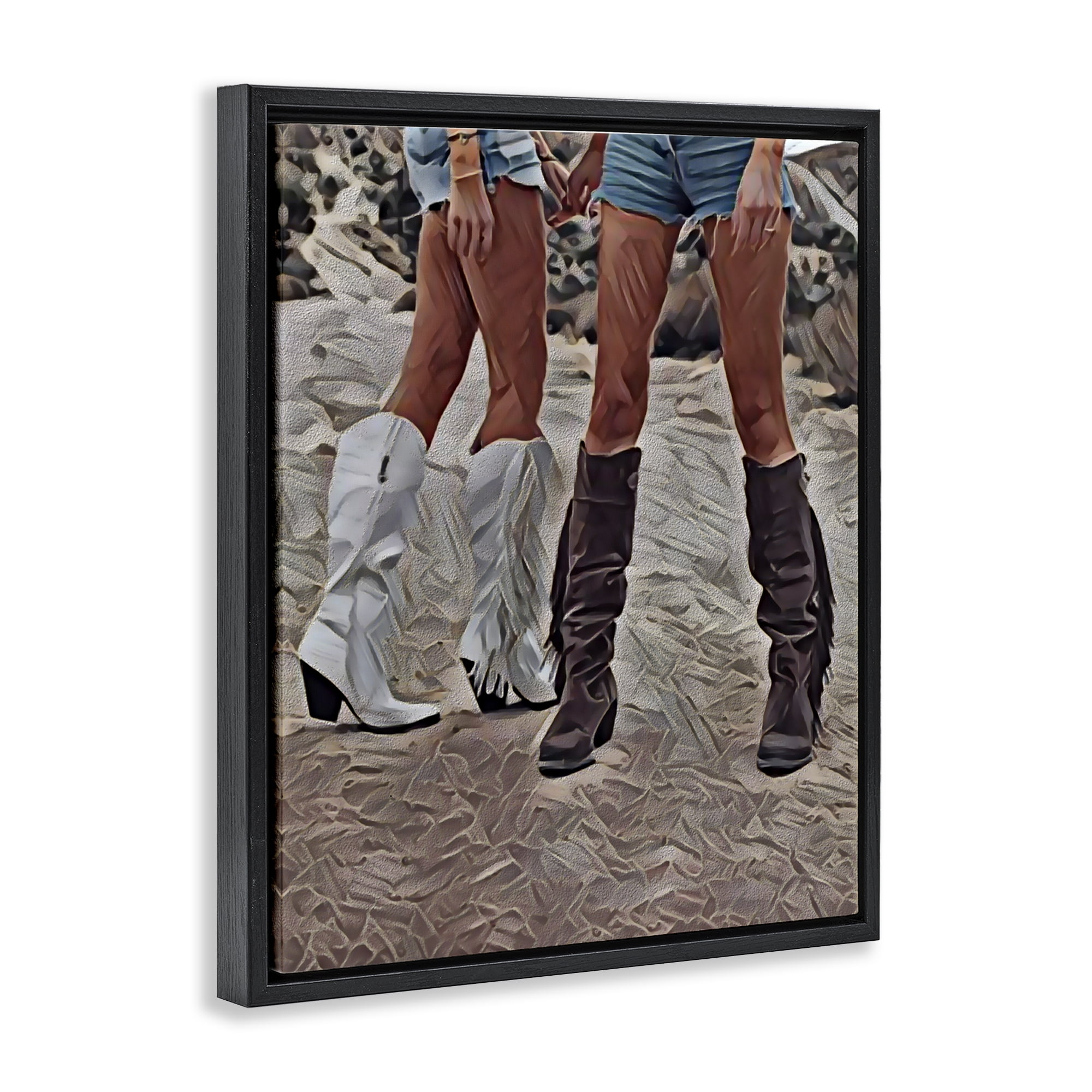 Rodeo Girls Friendship Black Framed Floater Canvas Wall Art, design by Jesse Keith