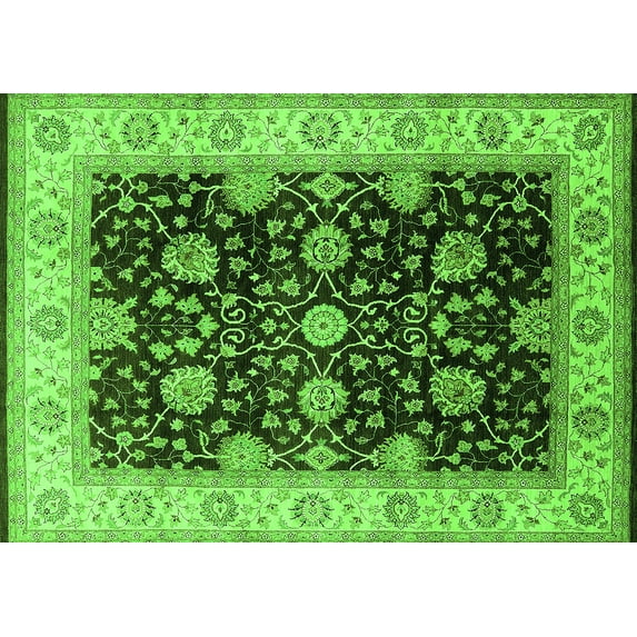 Ahgly Company Indoor Rectangle Oriental Green Traditional Area Rugs, 3' x 5'
