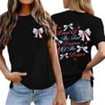 thumbnail image 2 of 250Th Anniversary Usa Shirt Women Independence Day Bow Knot Print Crew Neck Short Sleeve Tops for Everyday Wear Women's T Shirts Black L, 2 of 4