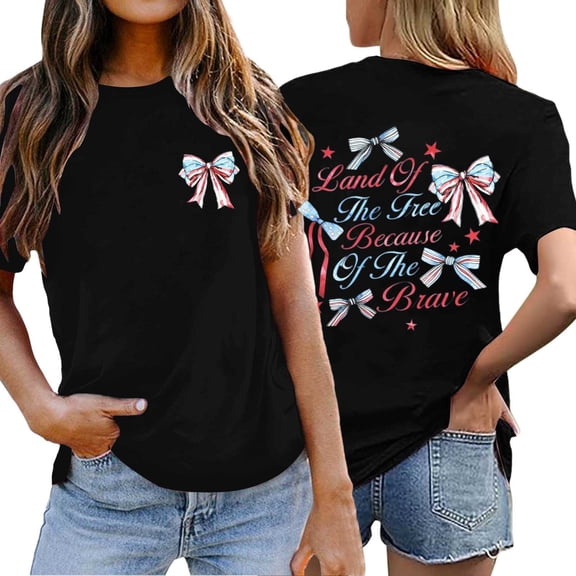 WERYOUNG Red White & Blue Graphic T Shirt For Women Short Sleeve Crew Neck Patriotic Tee Independence Day USA Celebration T-Shirts Holiday Party Versatile Tops L