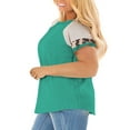 thumbnail image 2 of LANREMON Women Tops Plus Size Color Block Loose Summer Short Sleeve T Shirts Casual Crewneck Skyblue Baseball Tee Blouses Size 18 Plus, 2 of 5