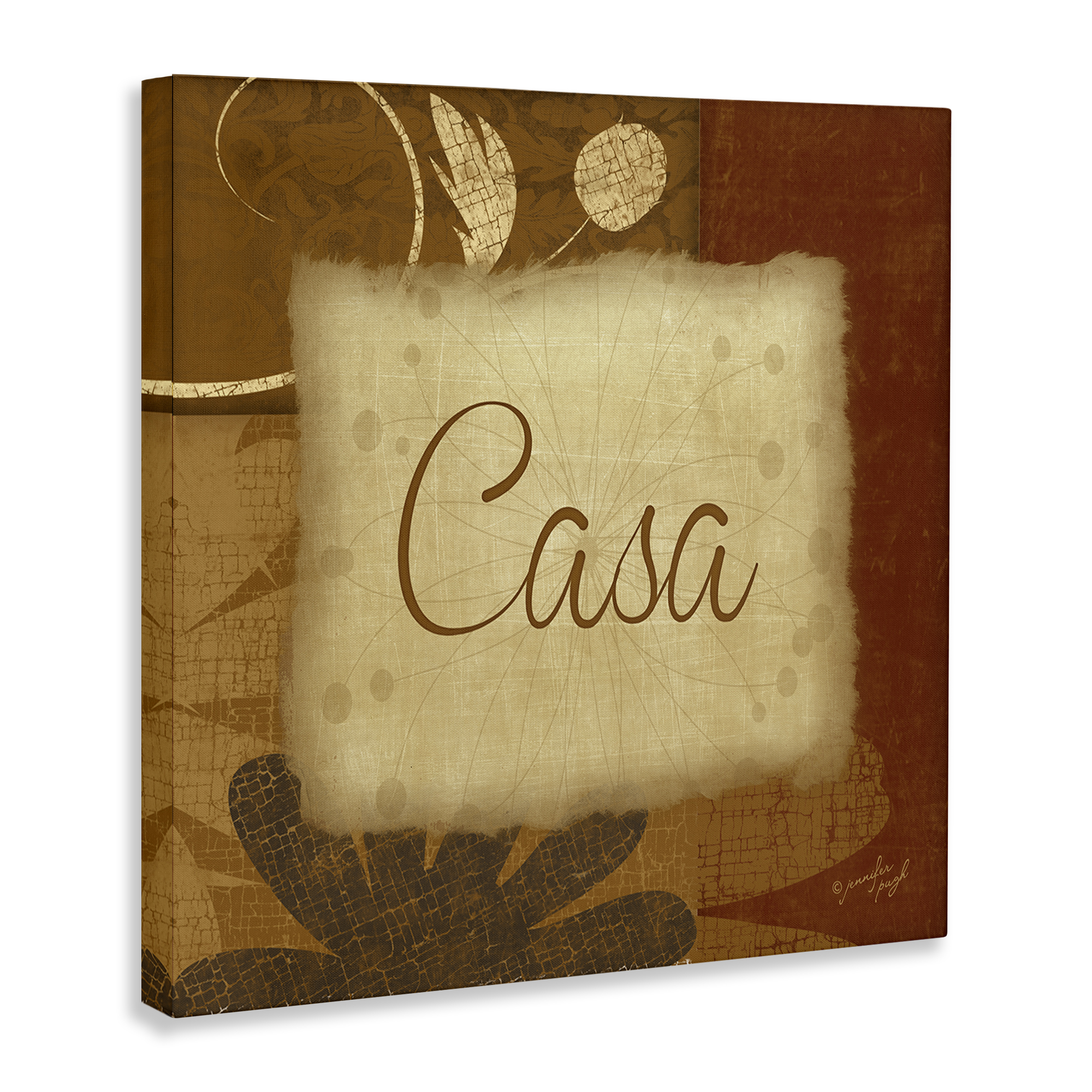 Stupell Industries Casa con Flores Tradicionales Typography and Symbols Painting Wrapped Canvas Art Print Wall Art, 17 x 17