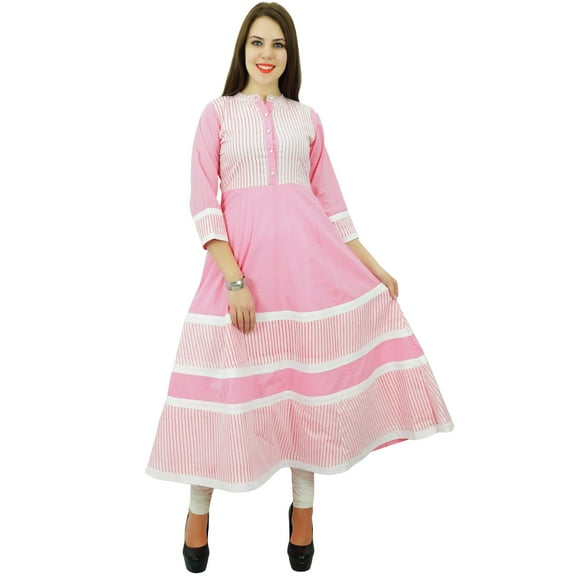 Phagun Cotton Stripe Casual Kurta Women Ethnic Top Tunic Designer Anarkali Kurti